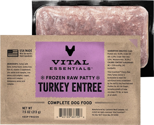 Vital Essentials Dog - Frozen Turkey Entree 7.5oz