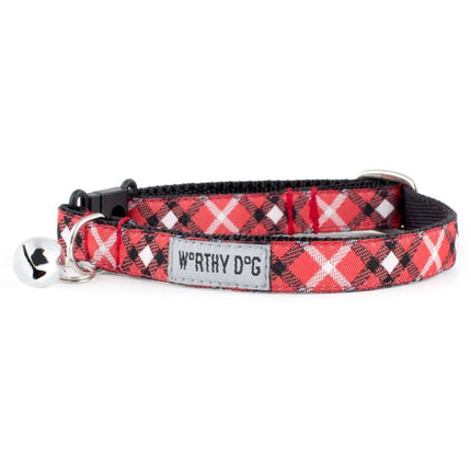 The Worthy Cat Bias Plaid Red Cat Collar