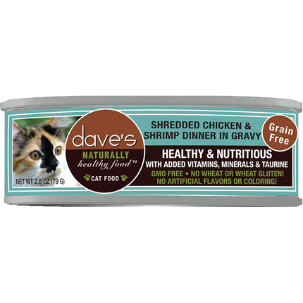 Dave's cat Shredded Chicken & Shrimp Dinner in Gravy / 2.8 oz