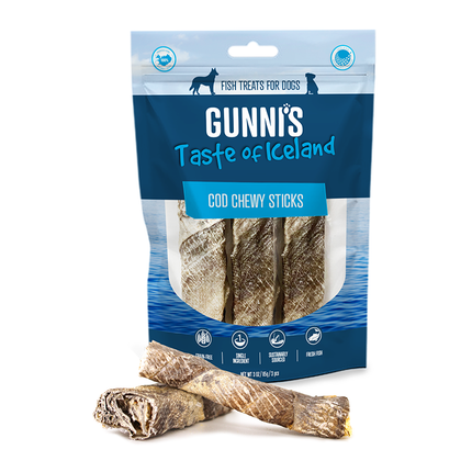 Gunni's dog Chewy Sticks Cod Skin 3pk