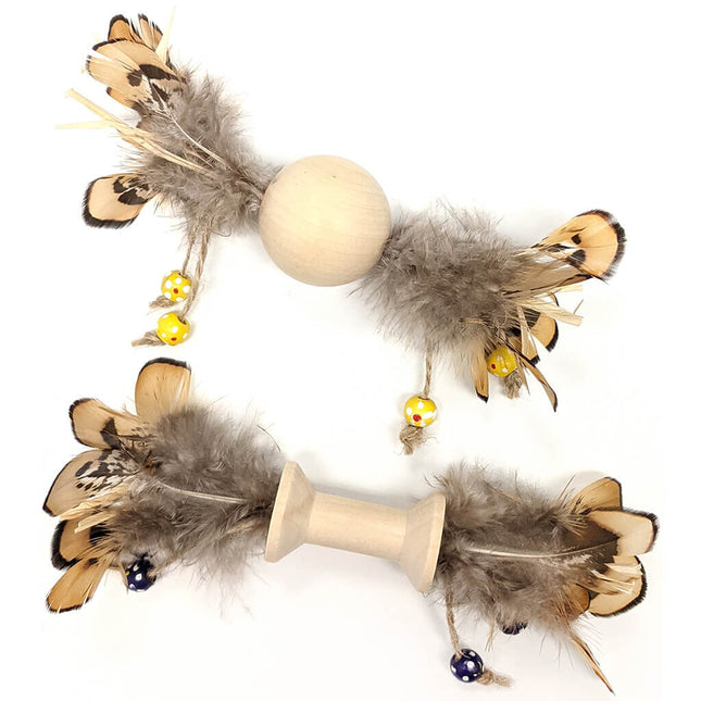 SPOT Love the Earth Natural Wood & Feather Cat Toy