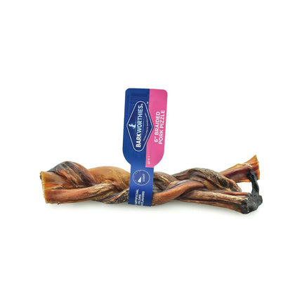 Barkworthies Braided Pork Pizzle 6”