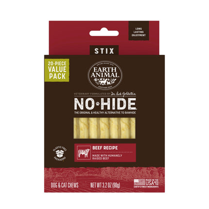 Earth Animal - No Hide Stix in Beef 20ct