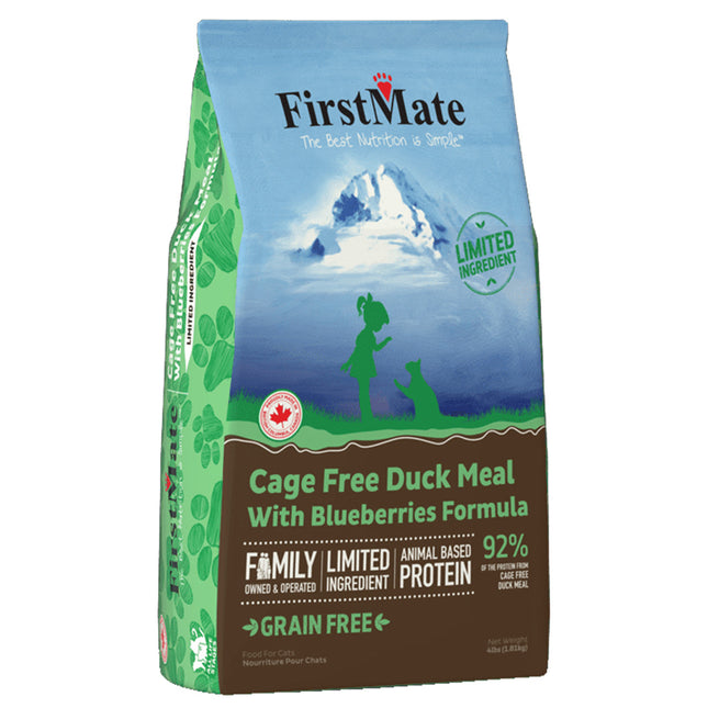 FirstMate - Limited Ingredient Cage Free Duck Meal with Blueberries Formula Dry Cat Food 4lbs