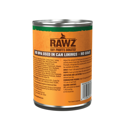 Rawz Dog -Digestive Support Turkey & Pumpkin Recipe with Prebiotic Fiber and Fenugreek 12.5oz can