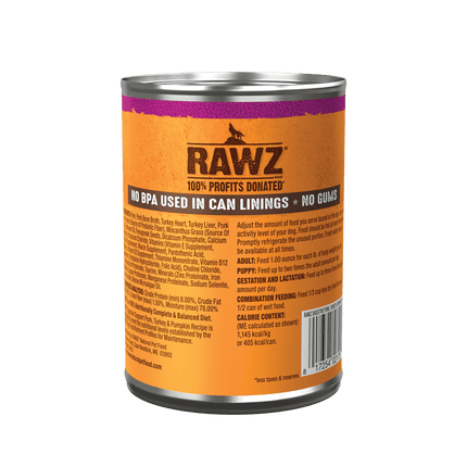 Rawz Dog -Digestive Support Pork, Turkey & Pumpkin Recipe with Prebiotic Fiber and Fenugreek 12.5oz can