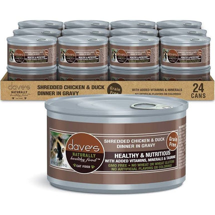 Dave's cat Shredded Chicken & Duck Dinner in Gravy / 2.8 oz