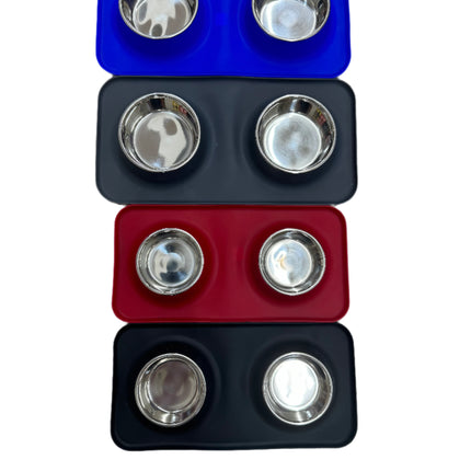 Advance Pet Products Silicone Double Diner W Stainless Steel Bowls