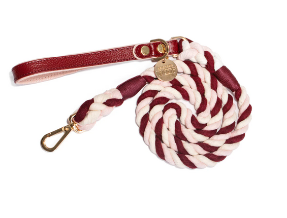 Neighbor Woof Strawberries + Wine Rope Leash