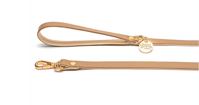 Neighbor Woof Hazelnut Leather Leash