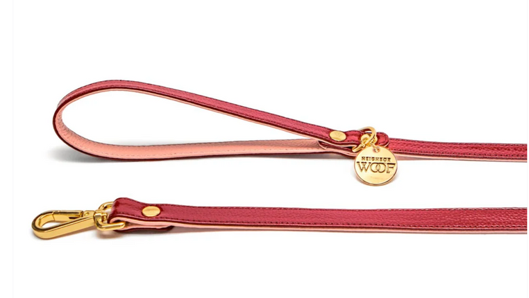 Neighbor Strawberries + Wine Blush Leather Leash