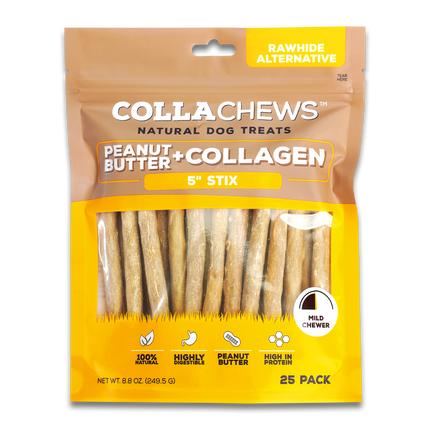 Collachews Peanut Butter + Collagen 5" Stix