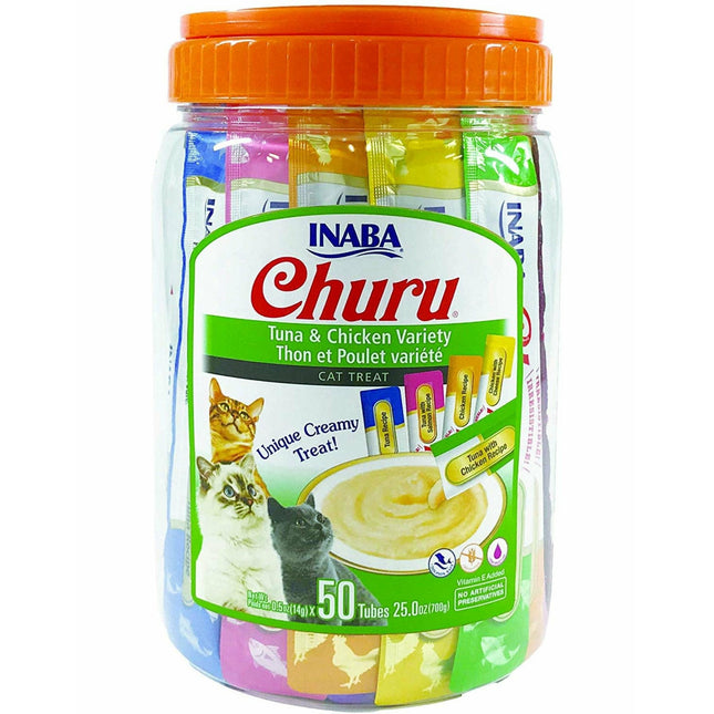 Inaba Cat Churu Puree GF Tuna & Chicken Cannister and Toy