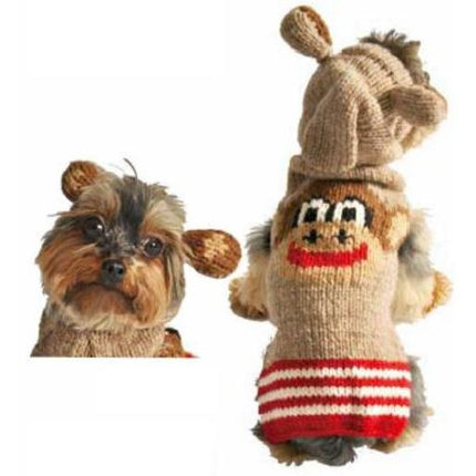 Chilly Dog Hand Knit Wool Monkey Hoodie Dog Sweater