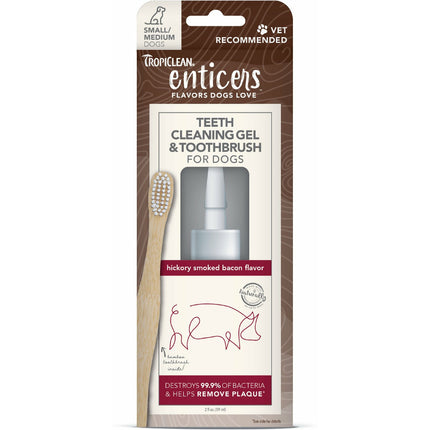 Tropiclean Enticers Teeth Cleaning Gel & Toothbrush Kit Bacon
