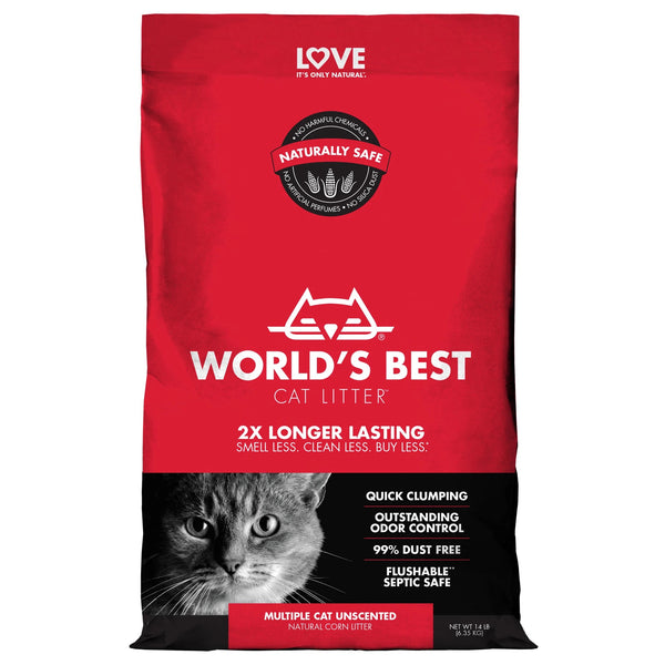 World's Best Cat Litter 2x Longer Lasting Unscented Multicat Red