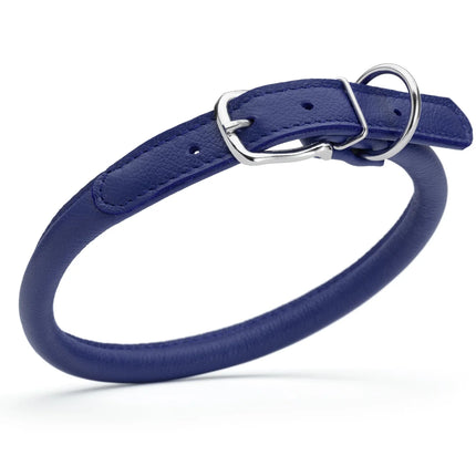 Dogline Round Leather Collar Royal Blue