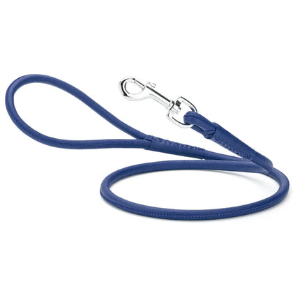 Dogline Round Leather Leash Royal Blue