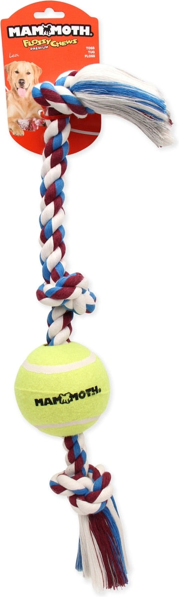 Mammoth Pet Products - 3 Knot with Tennis Ball Tough Rope Tug Large