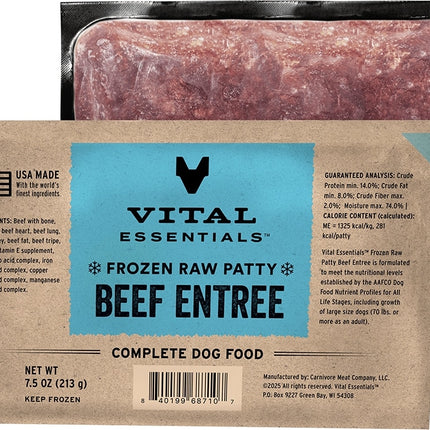Vital Essentials Dog - Frozen Beef Entree 7.5oz