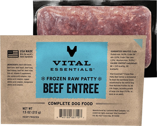 Vital Essentials Dog - Frozen Beef Entree 7.5oz