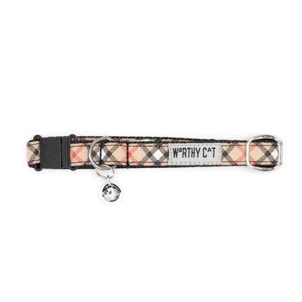 The Worthy Cat Bias Plaid Tan Cat Collar