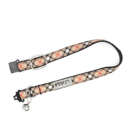 The Worthy Cat Bias Plaid Tan Cat Collar