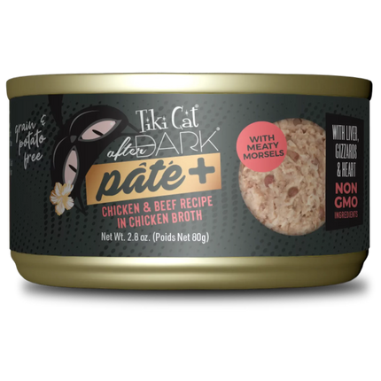 Tiki Cat After Dark Pate+ Chicken & Beef Recipe in Chicken Broth