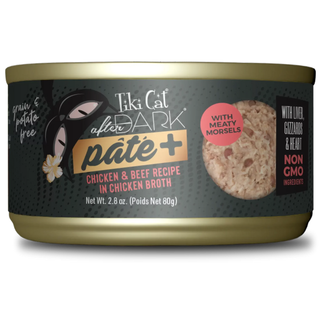Tiki Cat After Dark Pate+ Chicken & Beef Recipe in Chicken Broth