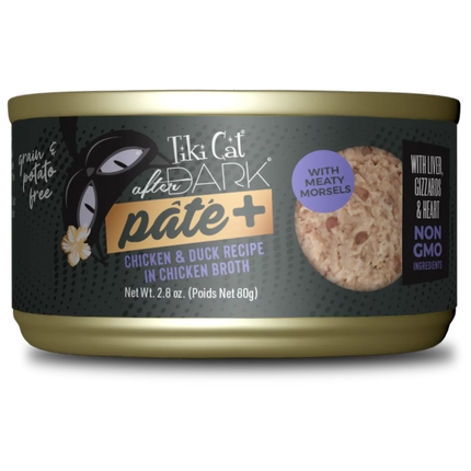 Tiki Cat After Dark Pate+ Chicken & Duck Recipe in Chicken Broth