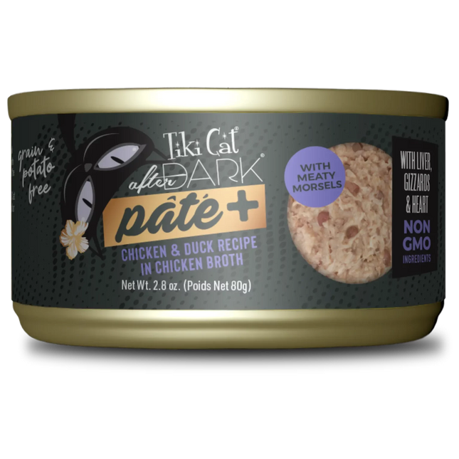 Tiki Cat After Dark Pate+ Chicken & Duck Recipe in Chicken Broth