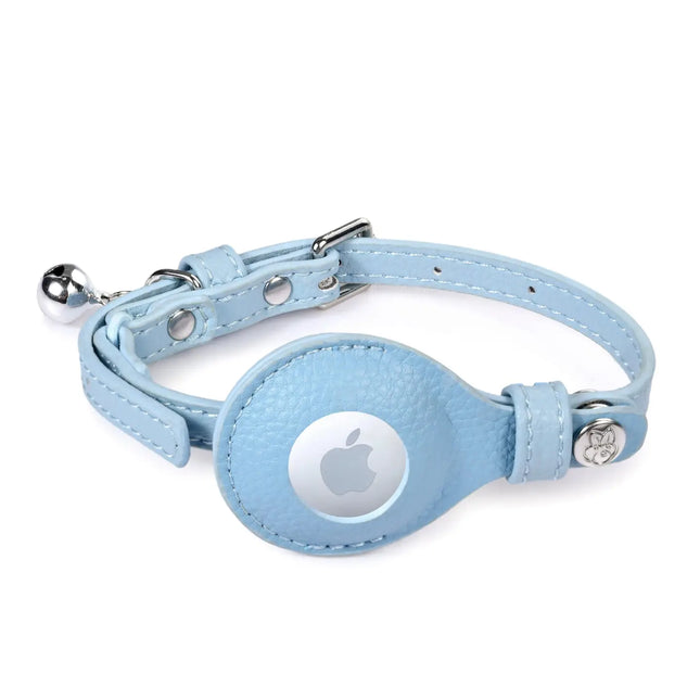 BlueBerry Pet Microfiber Leather AirTag Cat Collar Sky Blue