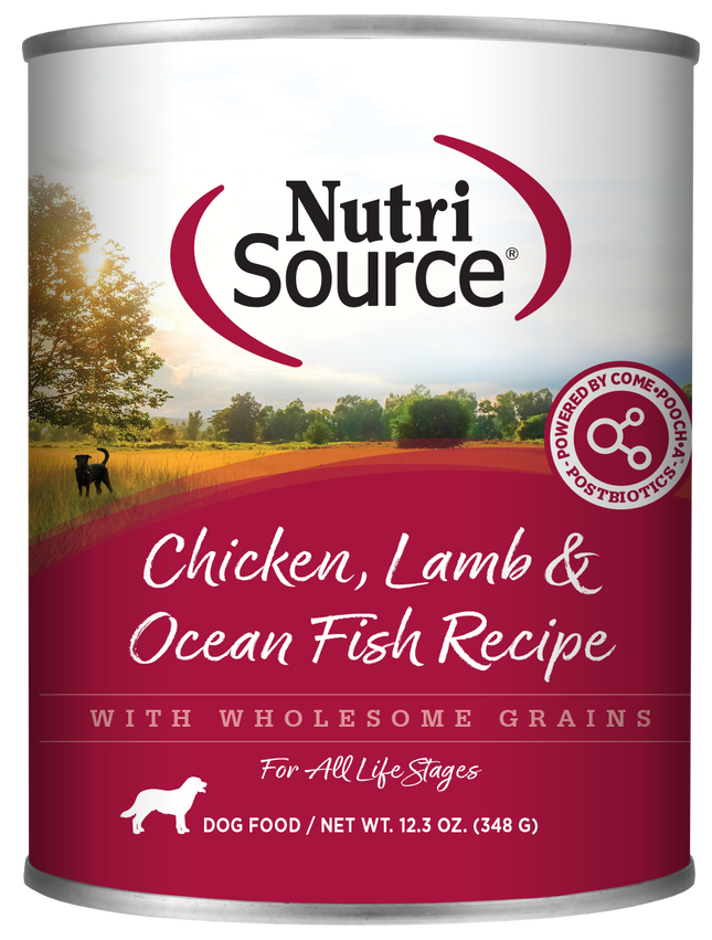 NutriSource chicken, lamb & ocean fish formula 13oz