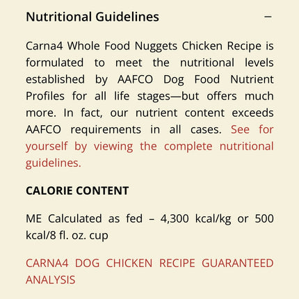 Carna4 Chicken Whole Food Nuggets for Dogs