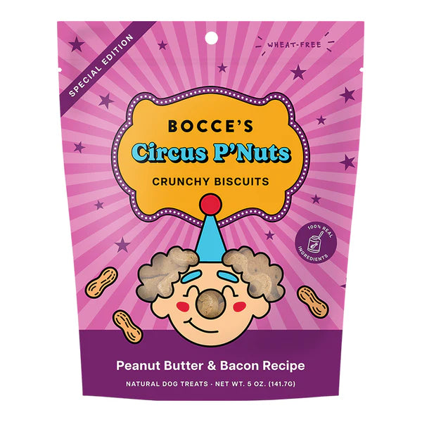 Bocce's Circus P'Nuts Crunchy Biscuits - Peanut Butter & Bacon 5oz