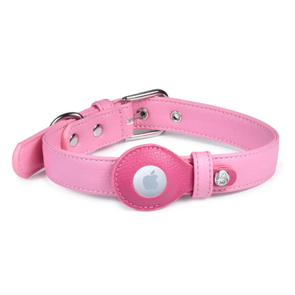 Blueberry Pet Vegan Leather Air tag collar Pink