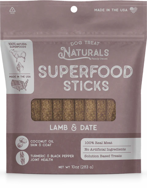 Dog Treat Naturals Lamb & Date Superfood Sticks 10oz