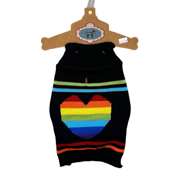 Canine Brands Black Rainbow with Heart Sweater