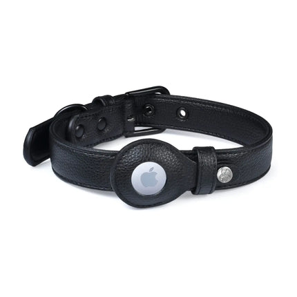 Blueberry Pet Vegan Leather Air tag collar Black