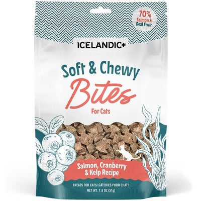 Icelandic Soft & Chewy Bites Salmon & Cranberry Cat treats 1.8oz
