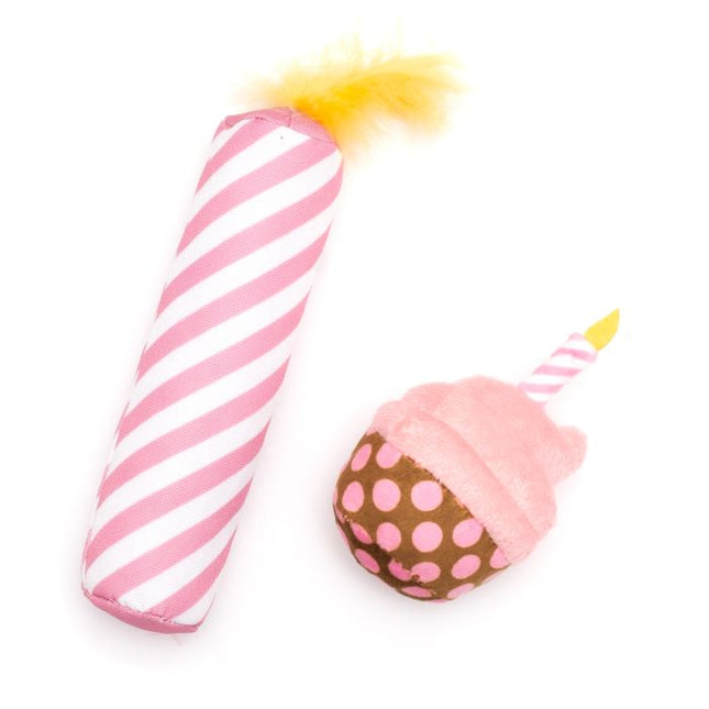 The Worthy Cat Birthday Cupcake + Candle Cat toy