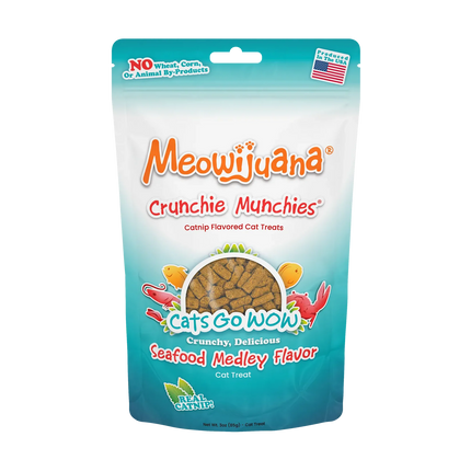 Meowijuana Crunchie Munchies - Seafood Medley Treats 3oz