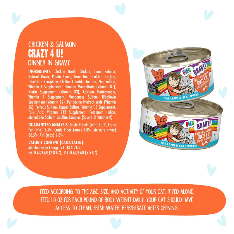 Weruva BFF OMG Crazy 4 U Chicken Salmon in gravy 2.8oz