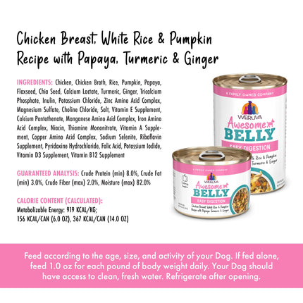 Weruva Awesome Belly - Chicken Breast, White Rice & Pumpkin Recipe with Papaya, Tumeric & Ginger Recipe