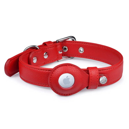 Blueberry Pet Vegan Leather Air tag collar Red