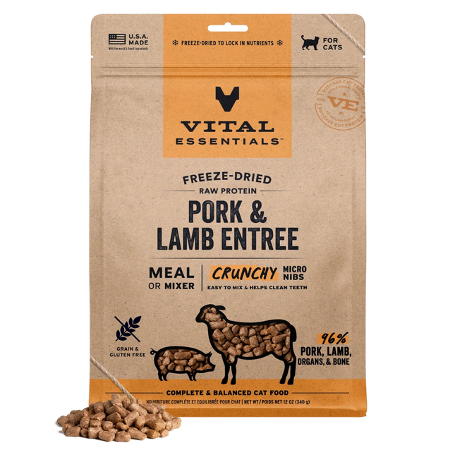 Vital Essentials Lamb & Pork Micro Nibs Cat 12oz