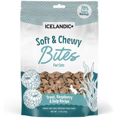 Icelandic Soft & Chewy Bites Trout & Raspberry Cat treats 1.8oz