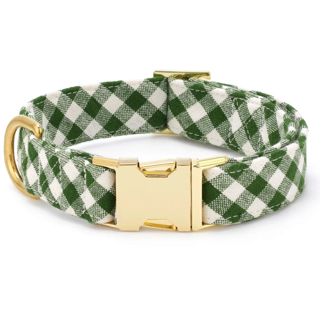 The Foggy Dog - Mini Gingham Hunter Green Dog Collar