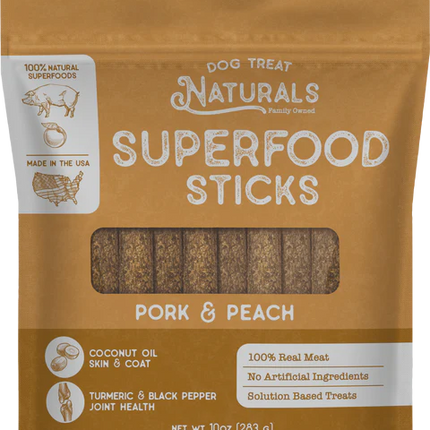 Dog Treat Naturals Pork & Peach Superfood Sticks 10oz