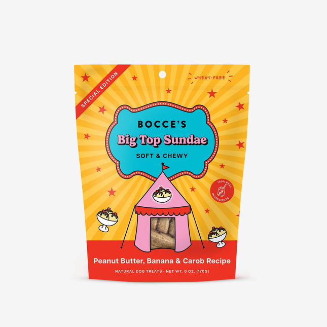 Bocce's Big Top Sundae Soft and Chewy - Peanut Butter, Carob & Banana Recipe 6oz